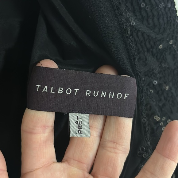 Talbot Runhof Sequin Modest Rushed Formal Maxi Dress - Picture 9 of 11